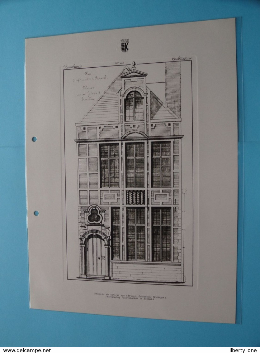 Anonieme Ets Ontleend Aan " BRUSSEL, Particuliere Woningen " ( Bouwkunde - Architecture ) Format A4 (geperforeerd ) ! - Architektur