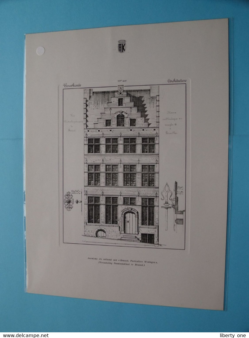 Anonieme Ets Ontleend Aan " BRUSSEL, Particuliere Woningen " ( Bouwkunde - Architecture ) Format A4! - Architectuur