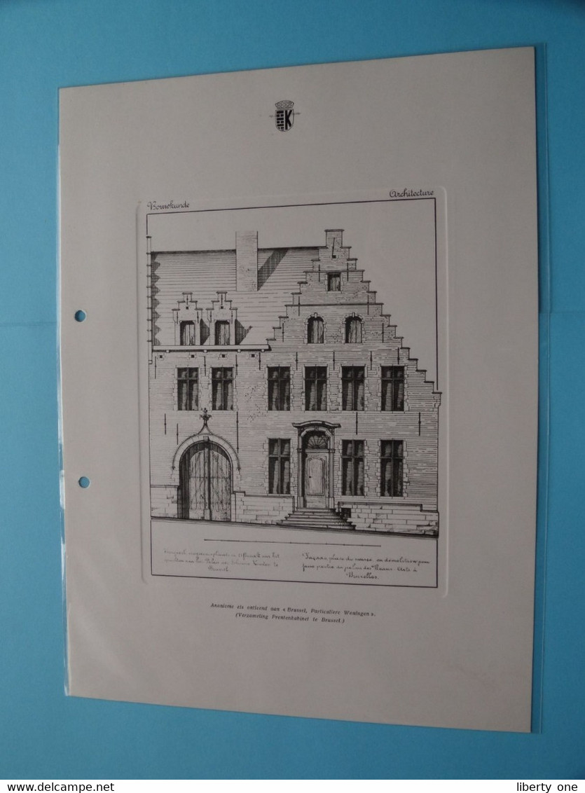 Anonieme Ets Ontleend Aan " BRUSSEL, Particuliere Woningen " ( Bouwkunde - Architecture ) Format A4 (geperforeerd ) ! - Architektur