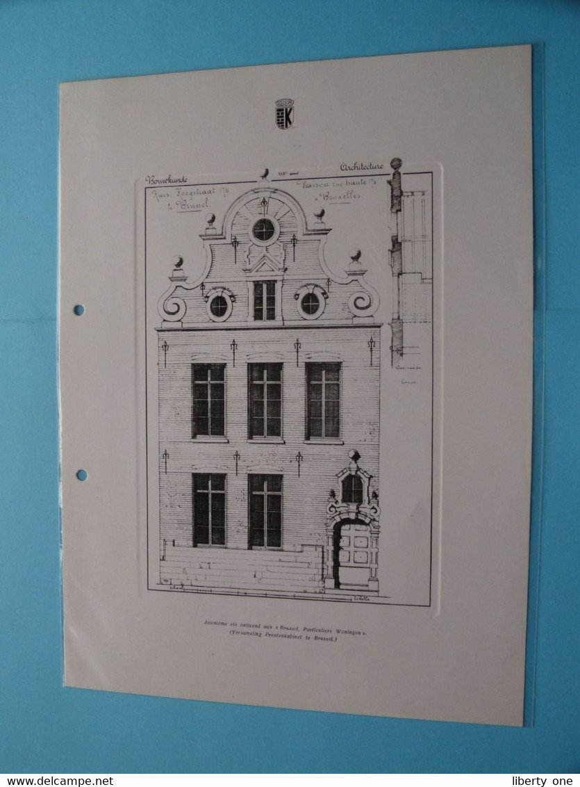 Anonieme Ets Ontleend Aan " BRUSSEL, Particuliere Woningen " ( Bouwkunde - Architecture ) Format A4 (geperforeerd ) ! - Architektur