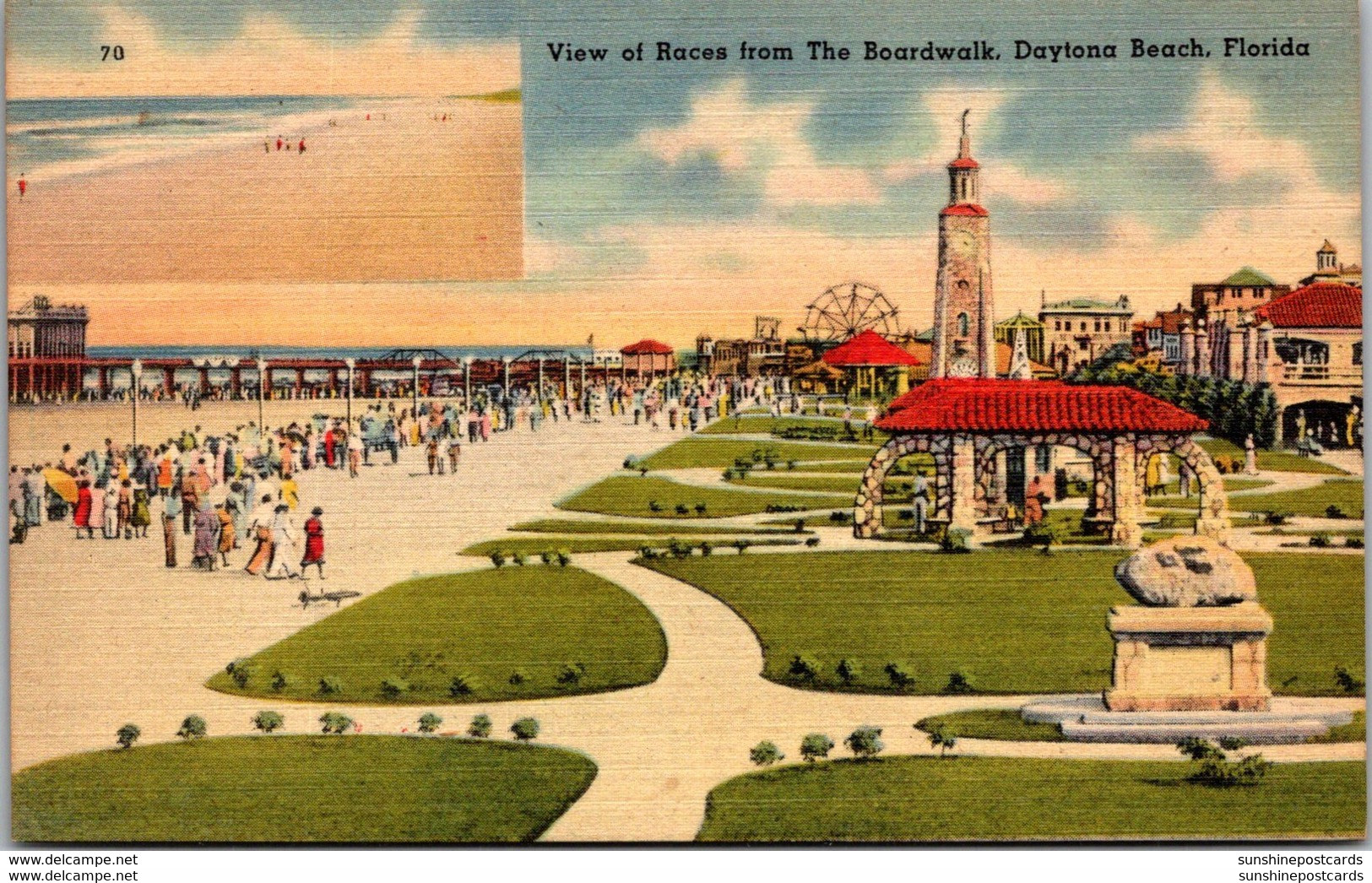 Florida Daytona Beach View Of Races From The Boardwalk 1945 - Daytona