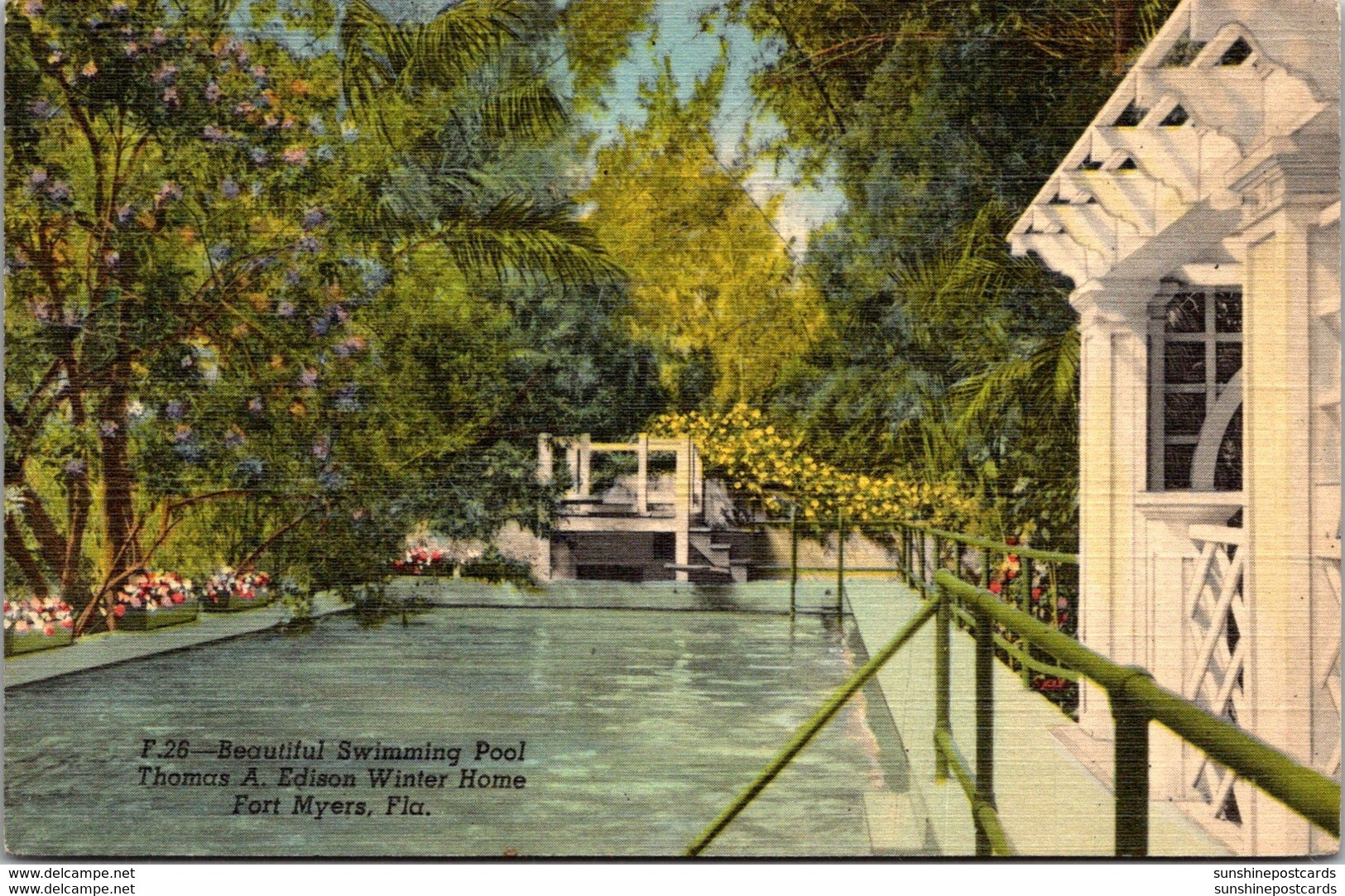 Florida Fort Myers Swimming Pool Edison Winter Home Curteich - Fort Myers