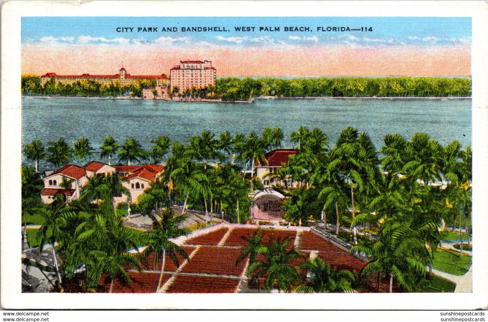 Florida West Palm Beach City Park And Bandshell 1936 - West Palm Beach