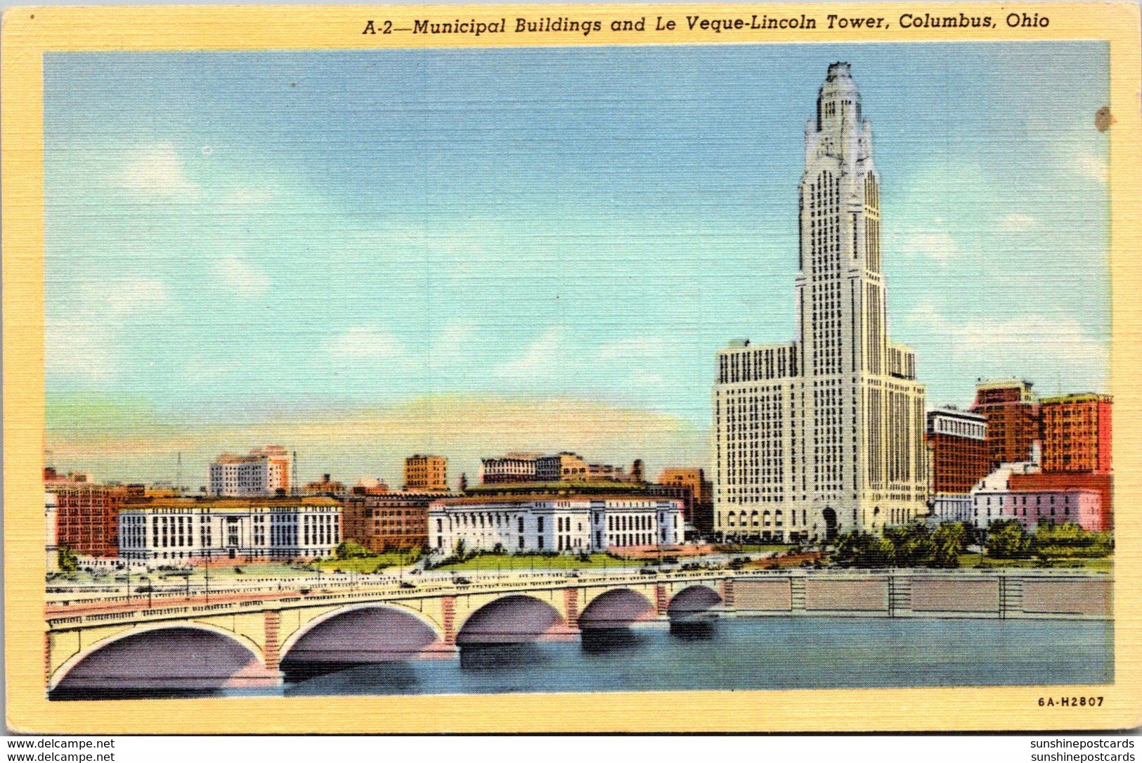 Ohio Columbus Municipal Buildings And Le Veque-Lincoln Tower Curteich - Columbus