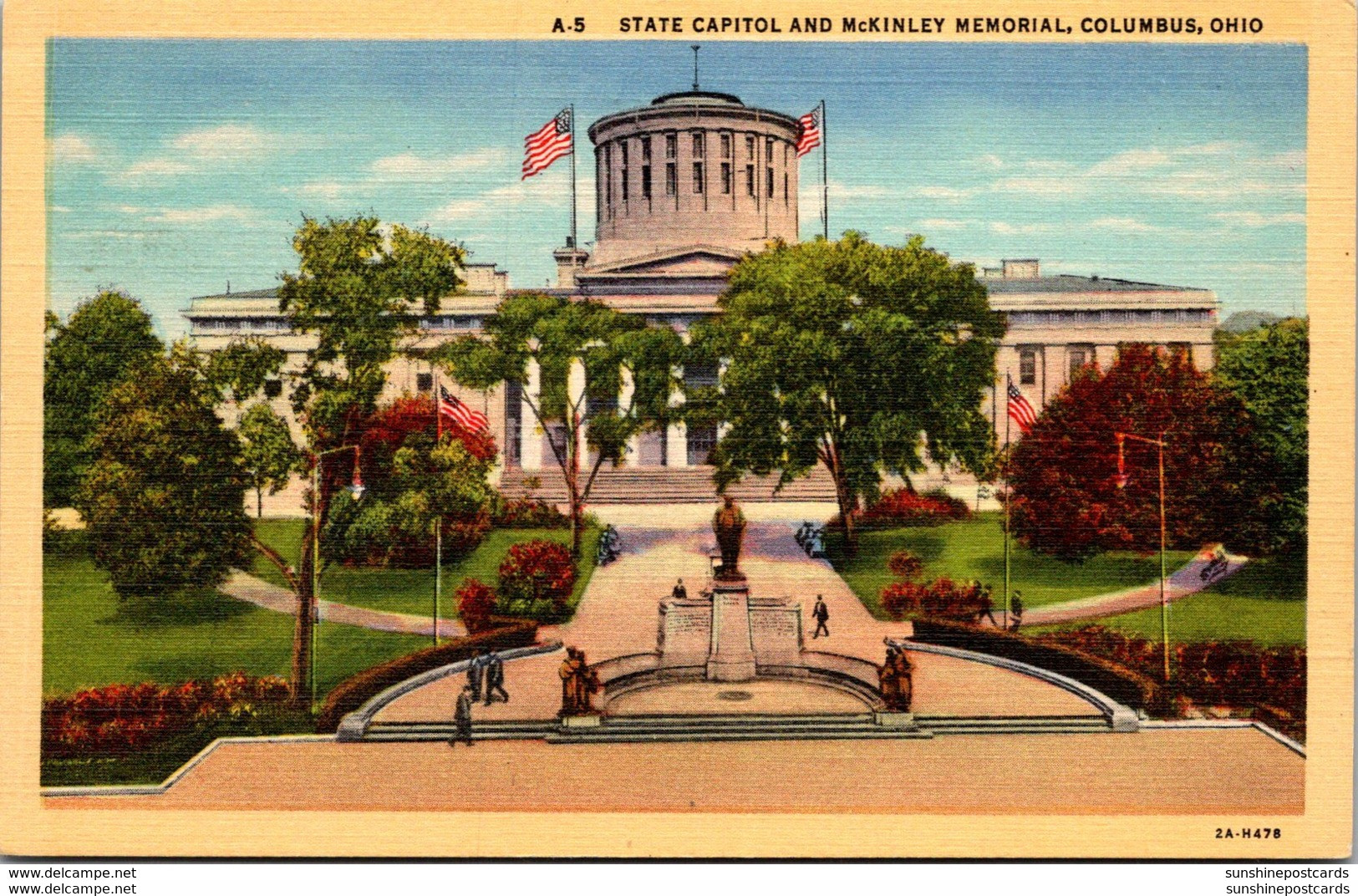 Ohio Columbus State Capitol Building And McKinley Memorial Curteich - Columbus