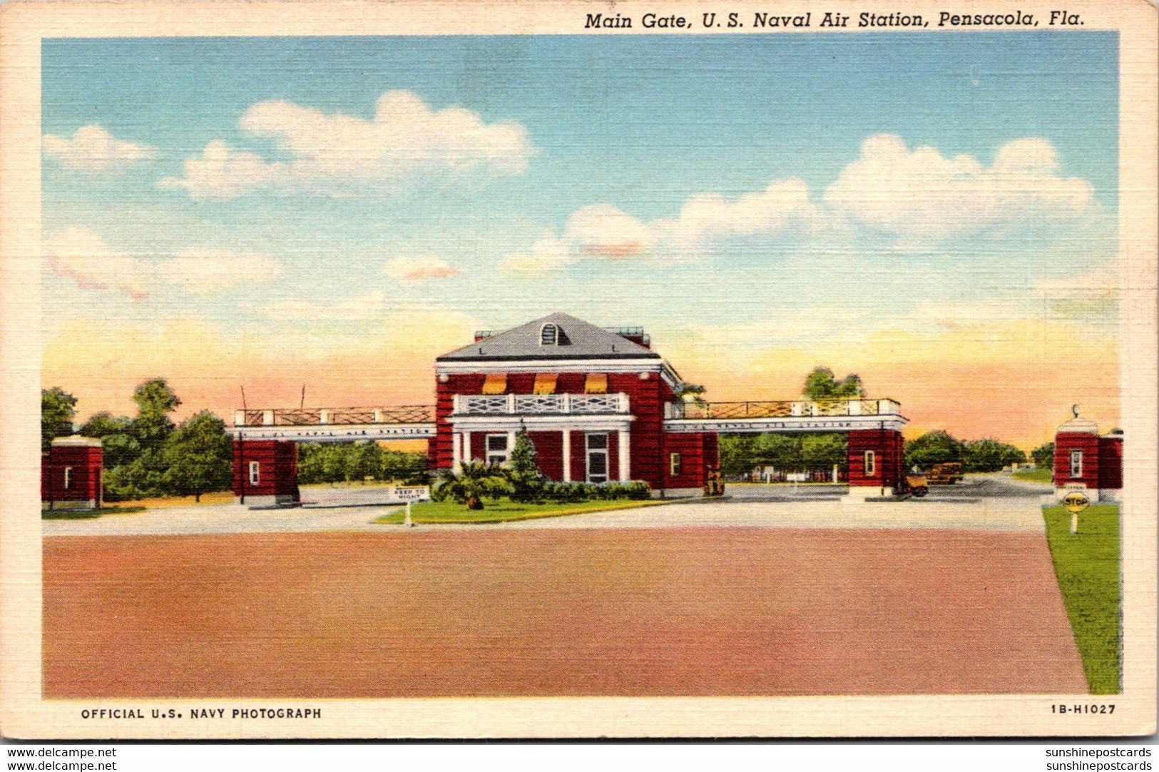 Florida Pensacola Main Gate U S Naval Air Station 1941 Curteich - Pensacola