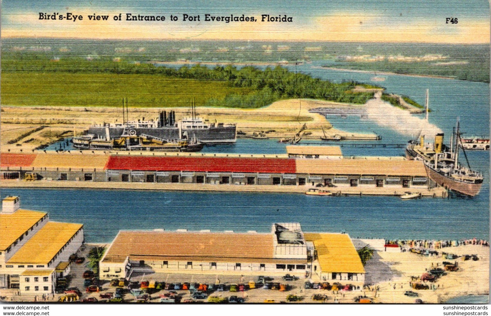 Florida Fort Lauderdale Port Everglades Birds Eye View Of Entrance 1948 - Fort Lauderdale