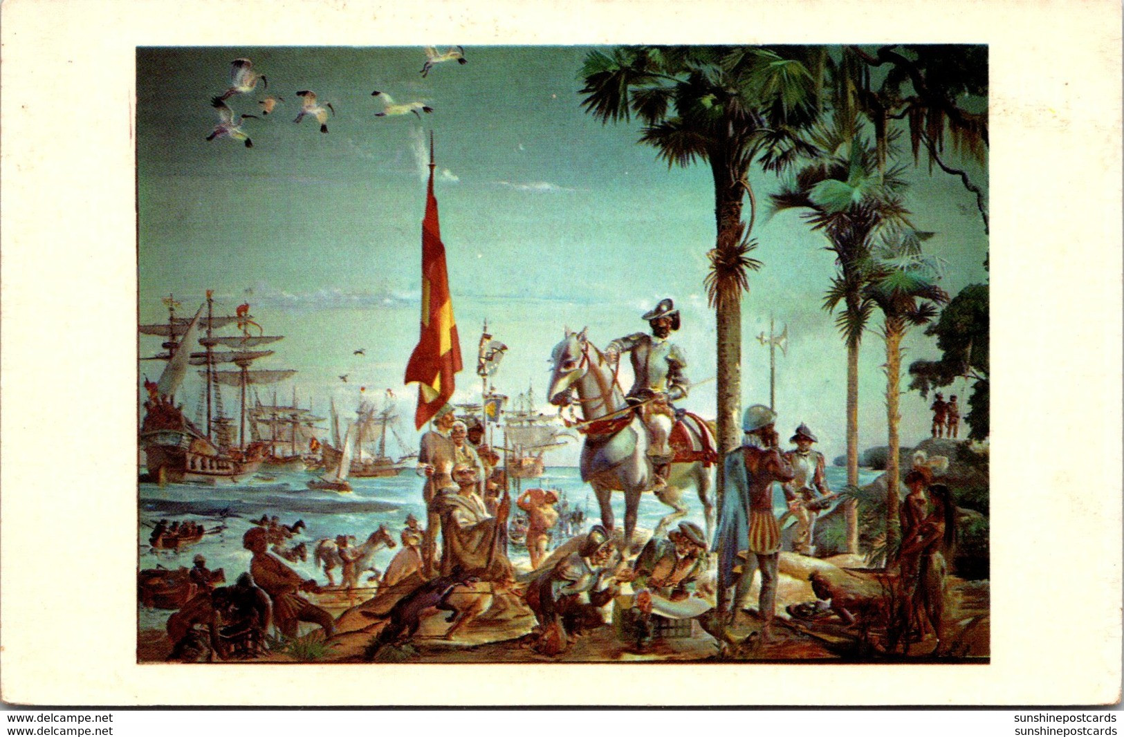 Florida Bradenton Manatee National Bank Painting On North Wall Hernando De Soto's Discovery Of Bradenton 1967 - Bradenton