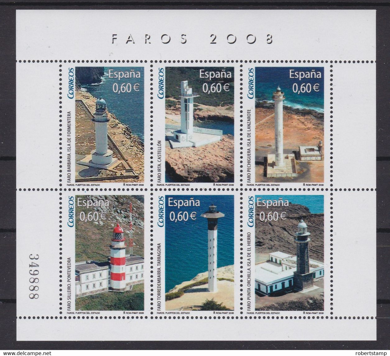 ESPAÑA 2008 - Faros Hoja Bloque Nueva Sin Fijasellos Edifil Nº 4430 - MNH - - Blocs & Hojas