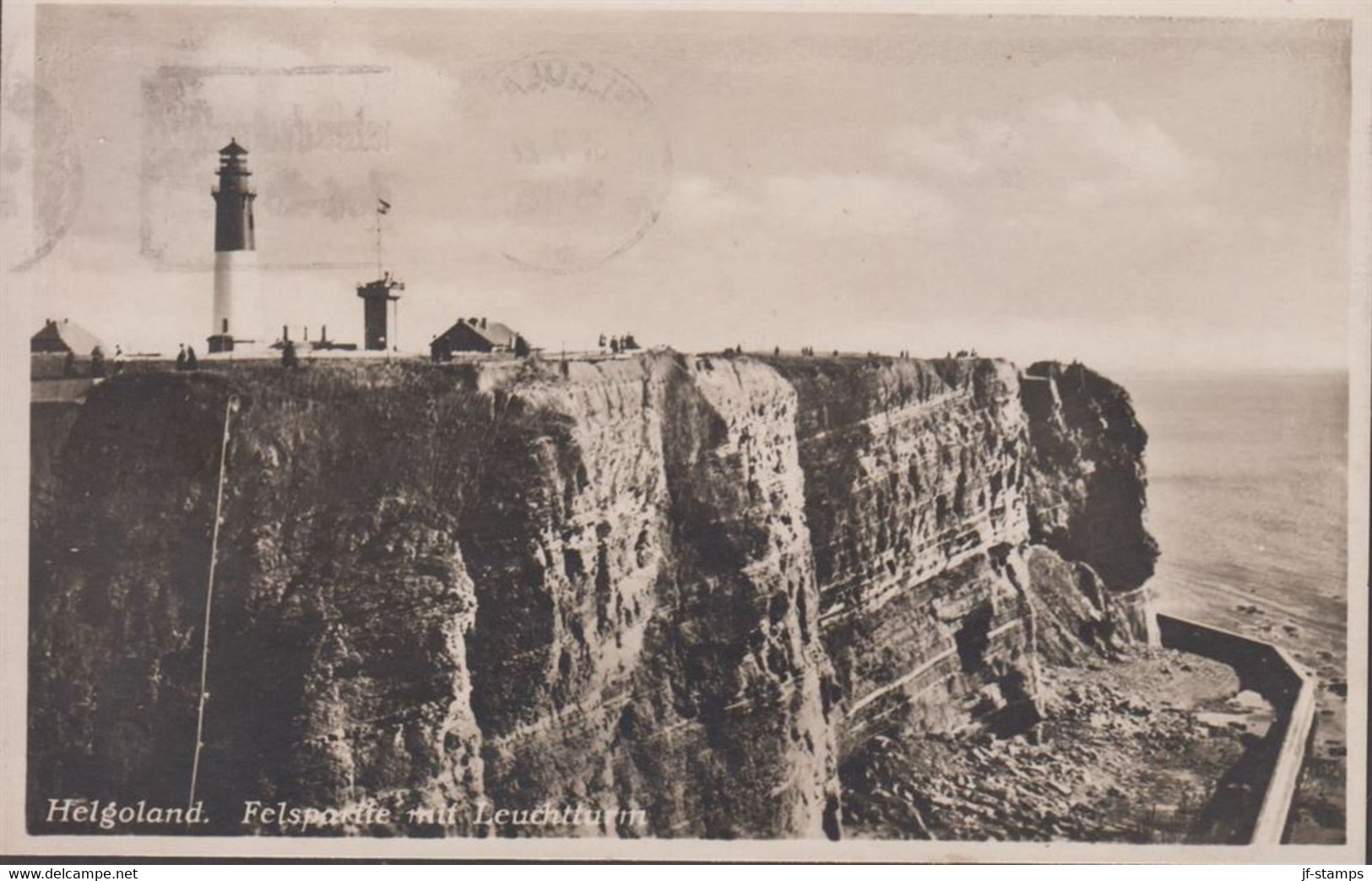 1927. DEUTSCHES REICH. Postcard Helgoland. Felspartie Mit Leuchtturm (foto-type) Cancelled HE... (Michel 387) - JF430426 - Heligoland (1867-1890)