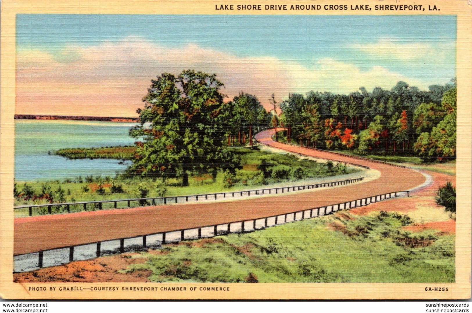 Louisiana Shreveport Lake Shore Drive Around Cross Lake 1952 Curteich - Shreveport