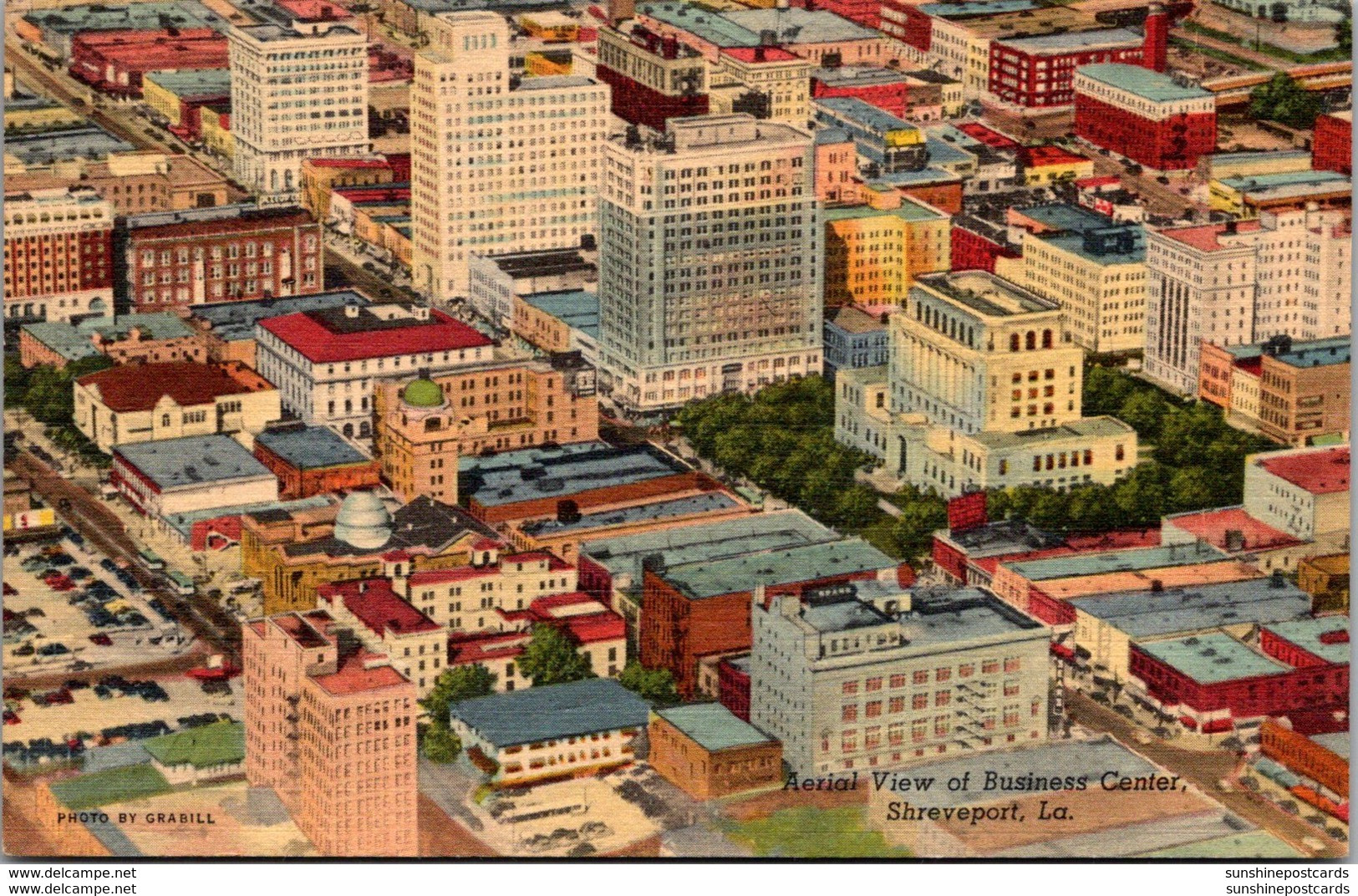 Louisiana Shreveport Aerial View Of Business District Curteich - Shreveport