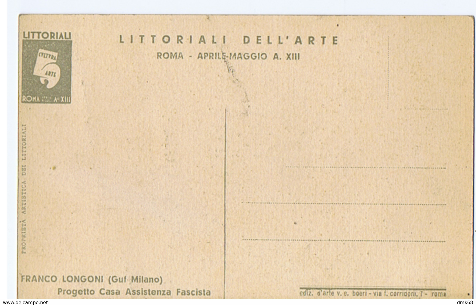 ROMA LITTORIALI DELL'ARTE - FUTURISMO - FRANCO LONGONI GUF MILANO - PROGETTO CASA ASSISTENZA FASCISTA - 1935 (10392) - Mostre, Esposizioni