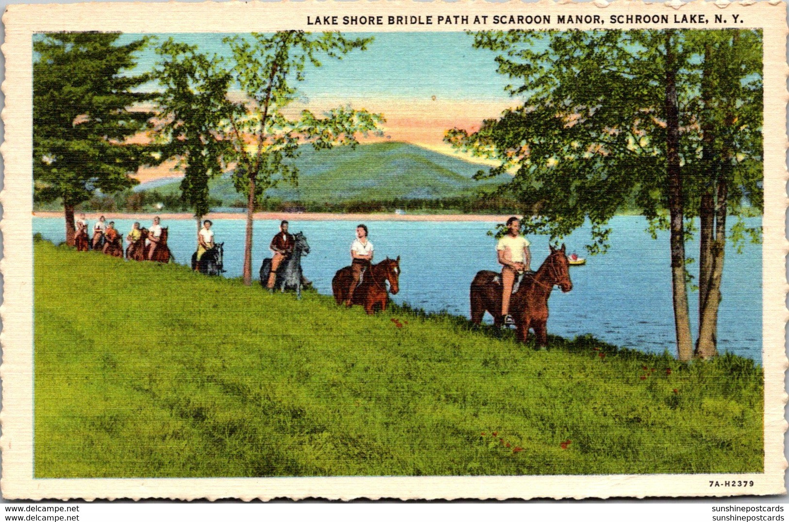 New York Adirondacks Schroon Lake Scaroon Manor Lake Shore Bridle Path Curteich - Adirondack