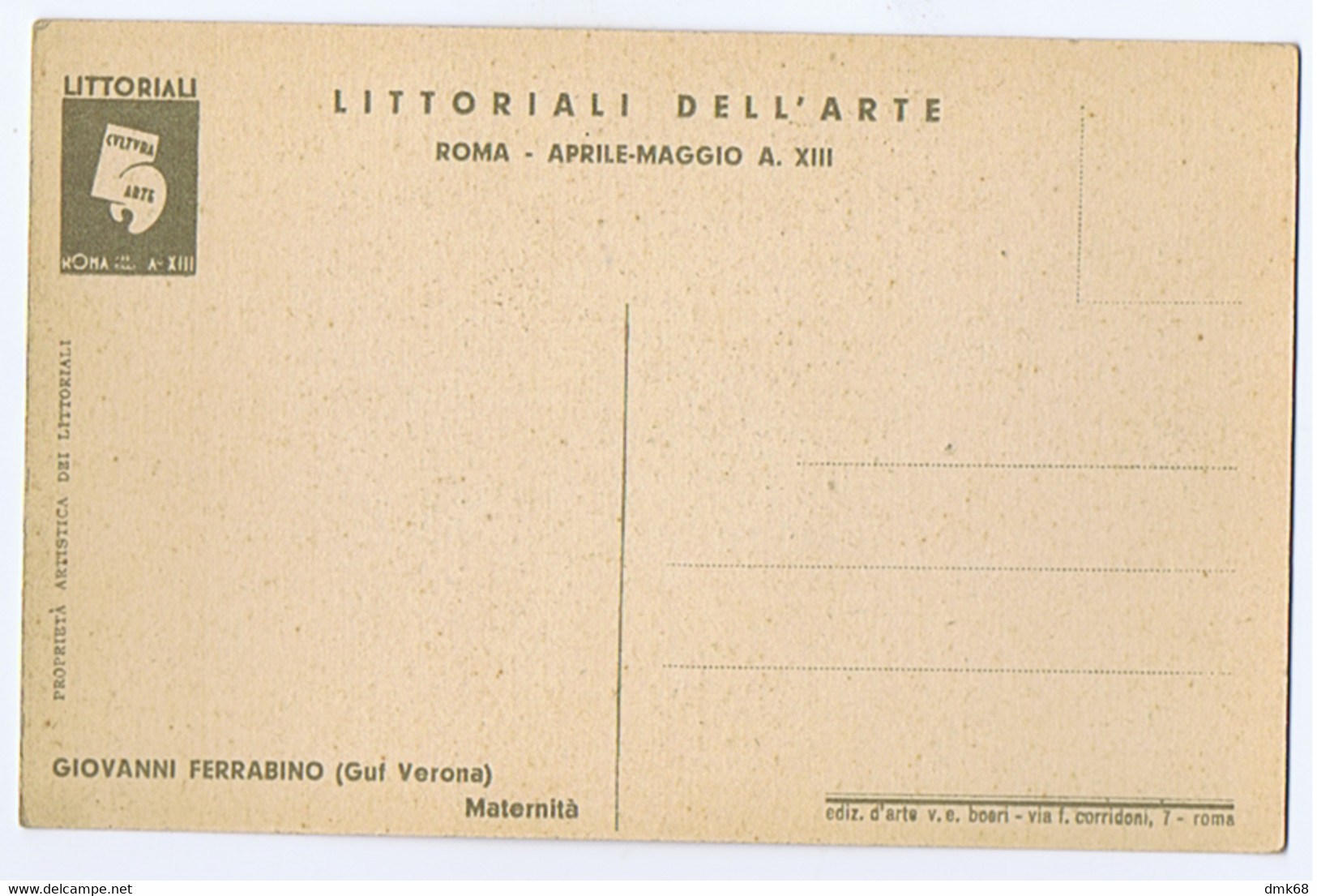 ROMA LITTORIALI DELL'ARTE - FUTURISMO - GIOVANNI FERRABINO GUF VERONA - MATERNITA - 1935 (10398) - Expositions