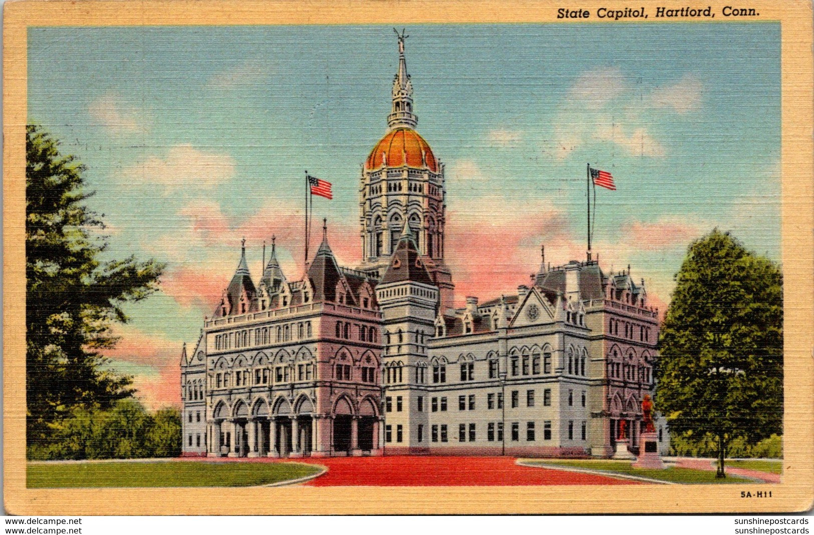 Connecticut Hartford State Capitol Building 1946 Curteich - Hartford