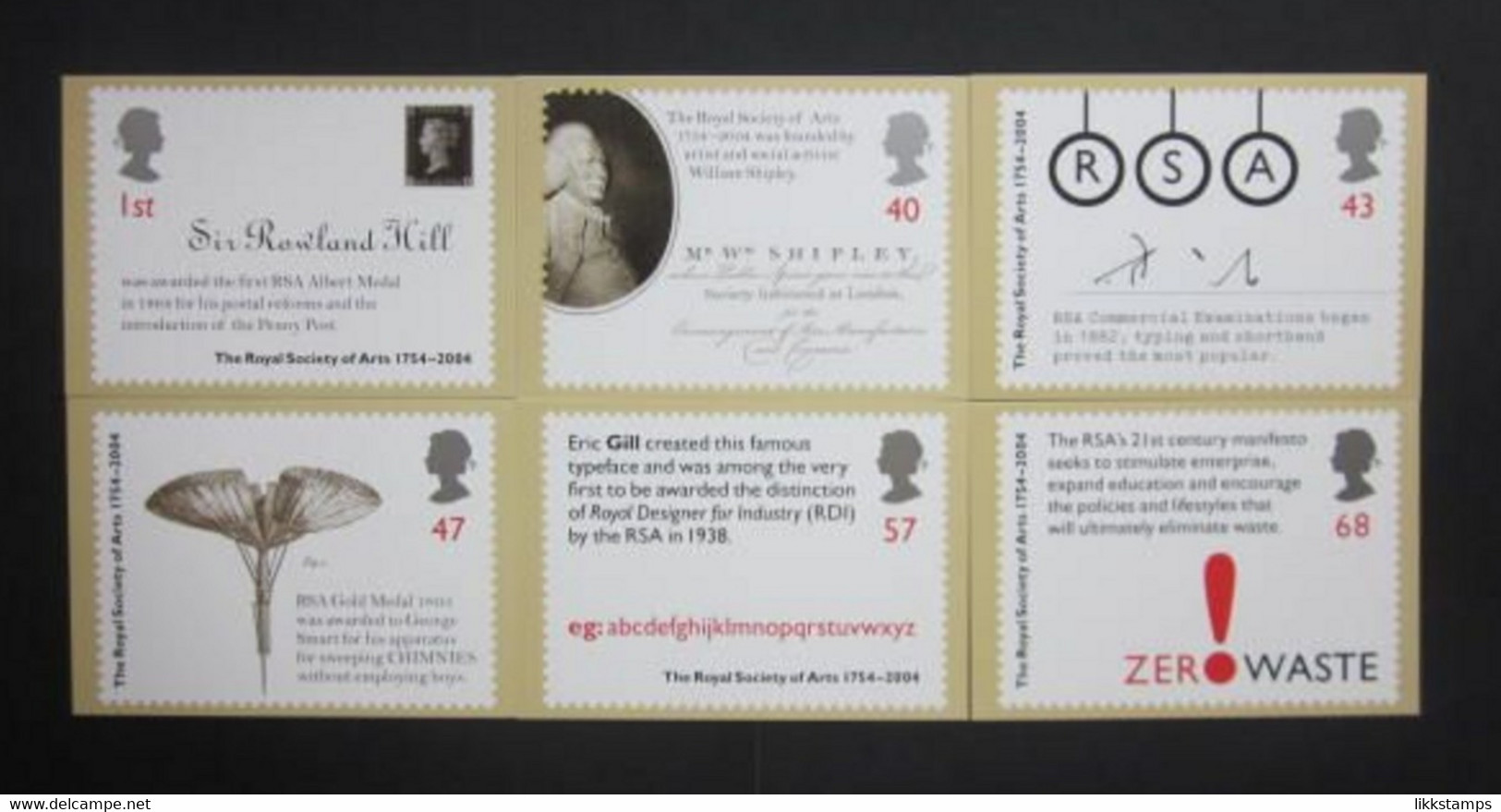 2004 THE 250th ANNIVERSARY OF THE ROYAL SOCIETY OF ARTS P.H.Q. CARDS UNUSED, ISSUE No. 267 (B) #01508 - Carte PHQ
