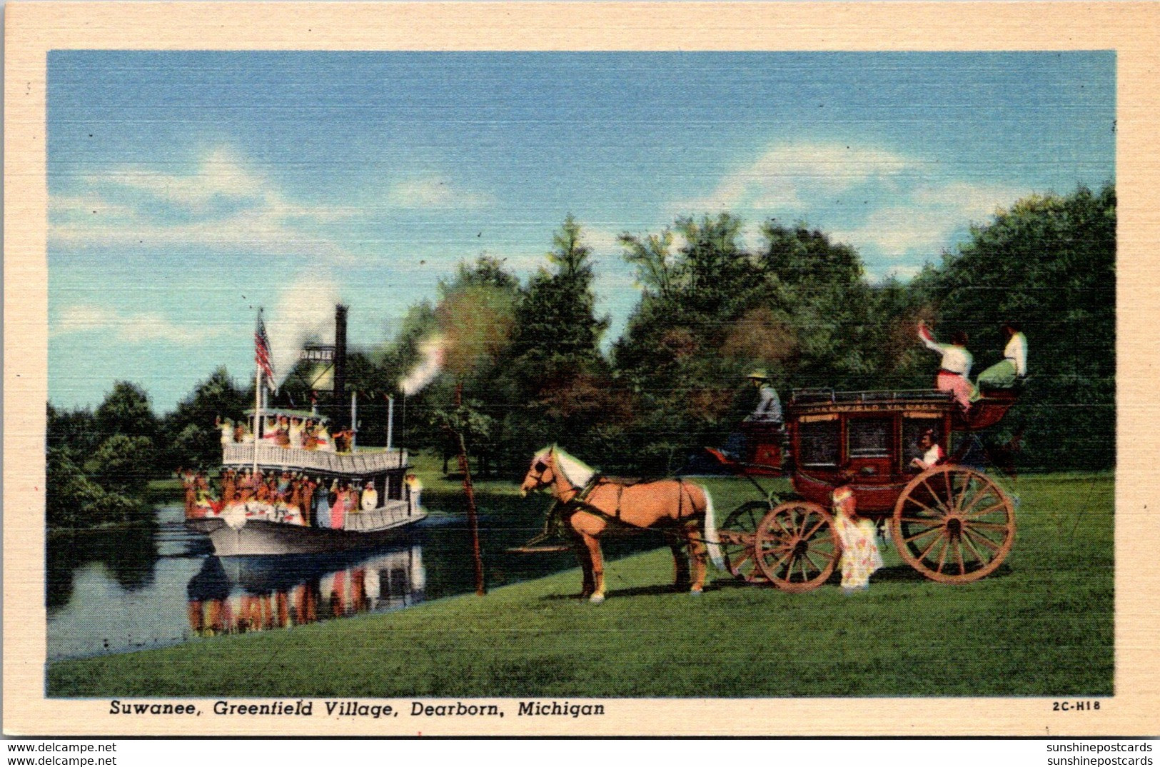 Michigan Dearborn Greenfield Village Suwanee River Curteich - Dearborn