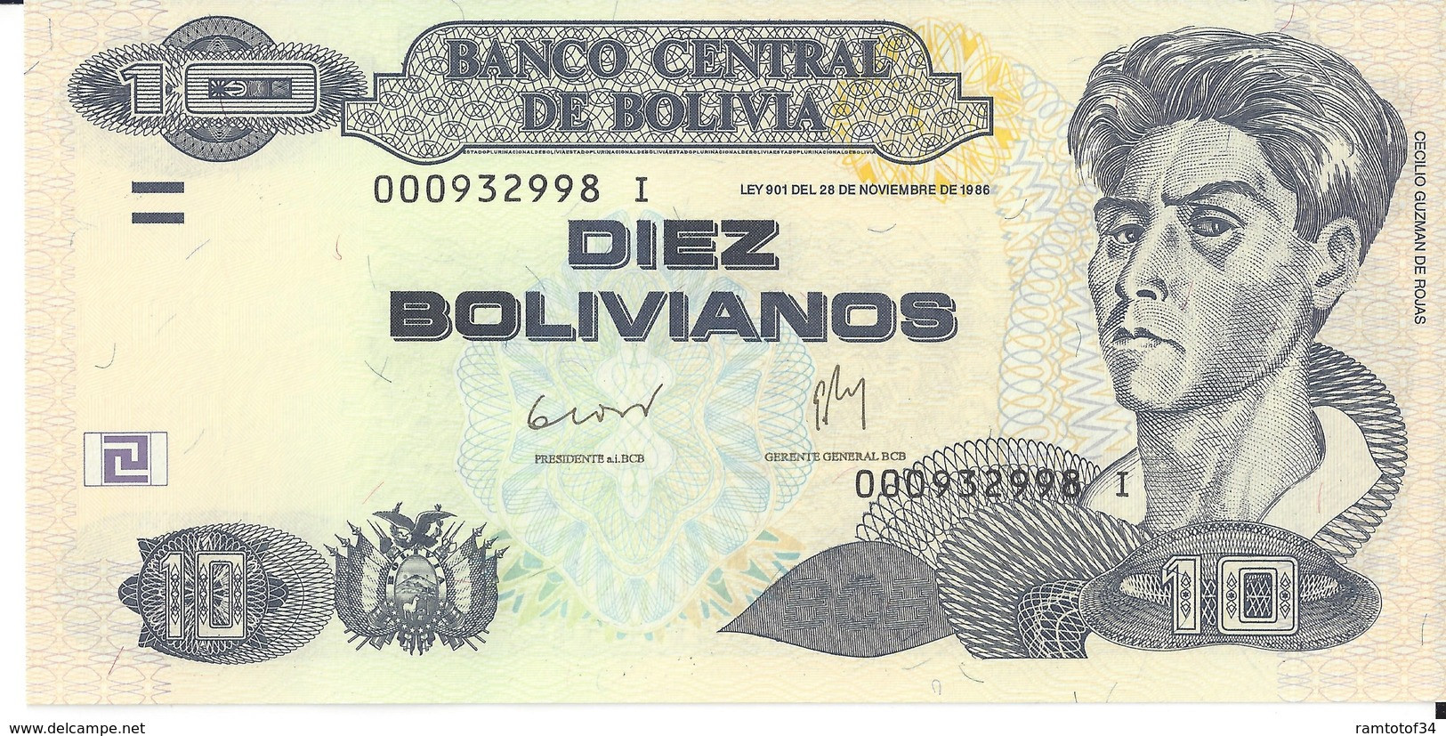 BOLIVIE - 10 Pesos Bolivianos 1986 - UNC - Bolivie
