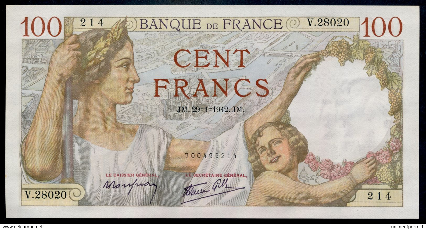 France 100 SULLY  29/01/1942  NEUF UNC Parfait - 100 F 1939-1942 ''Sully''