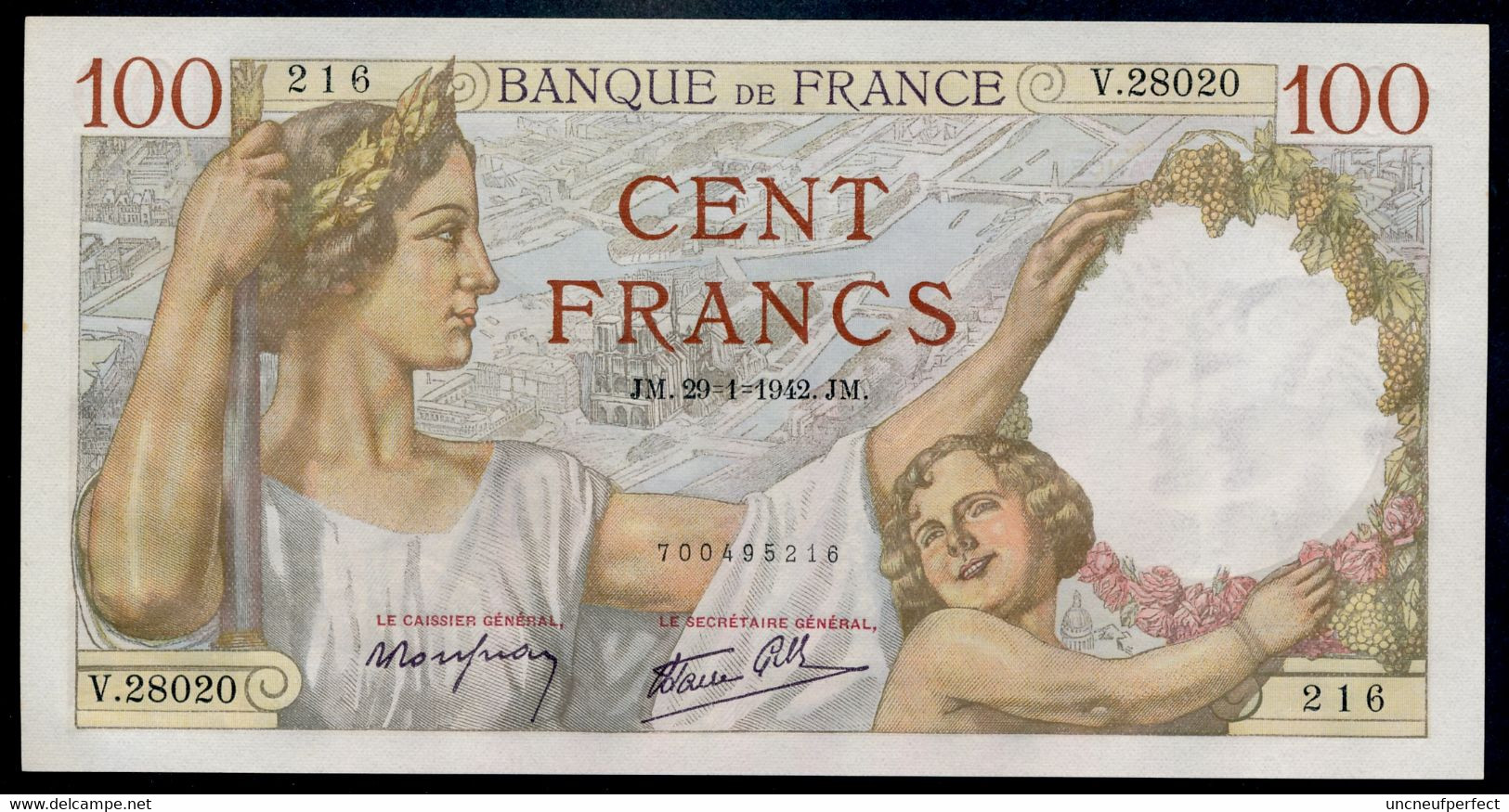 France 100 SULLY  29/01/1942  NEUF UNC Parfait - 100 F 1939-1942 ''Sully''