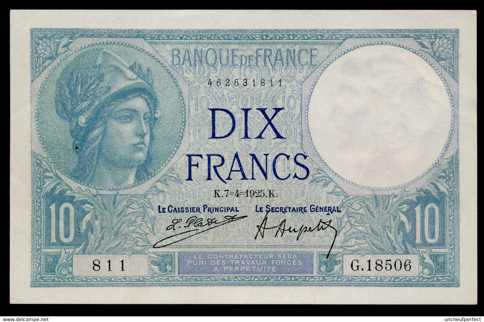 10 Francs 1925 Fay- F.06-09 SUP+ XF+ - 10 F 1916-1942 ''Minerve''