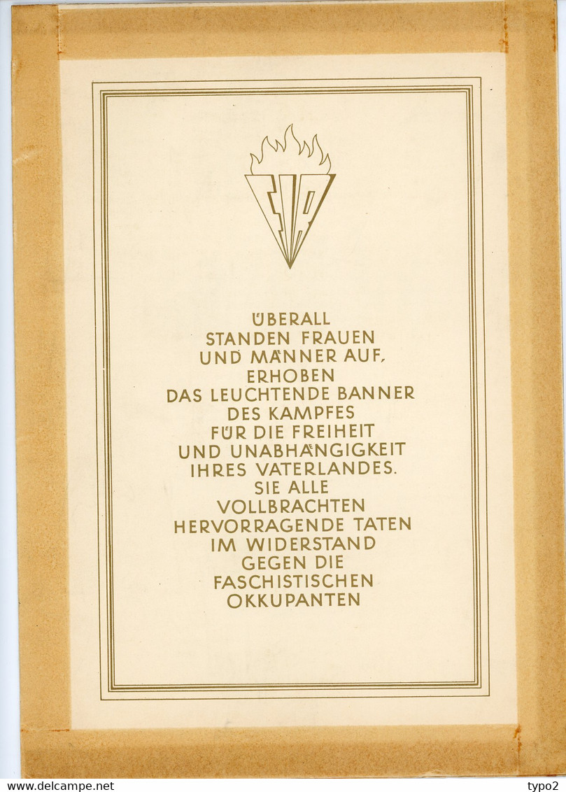 DDR DIE INTERNATIONALE WIDERSTANDBEWEGUNG 1962 4 Scans - 1e Jour – FDC (feuillets)