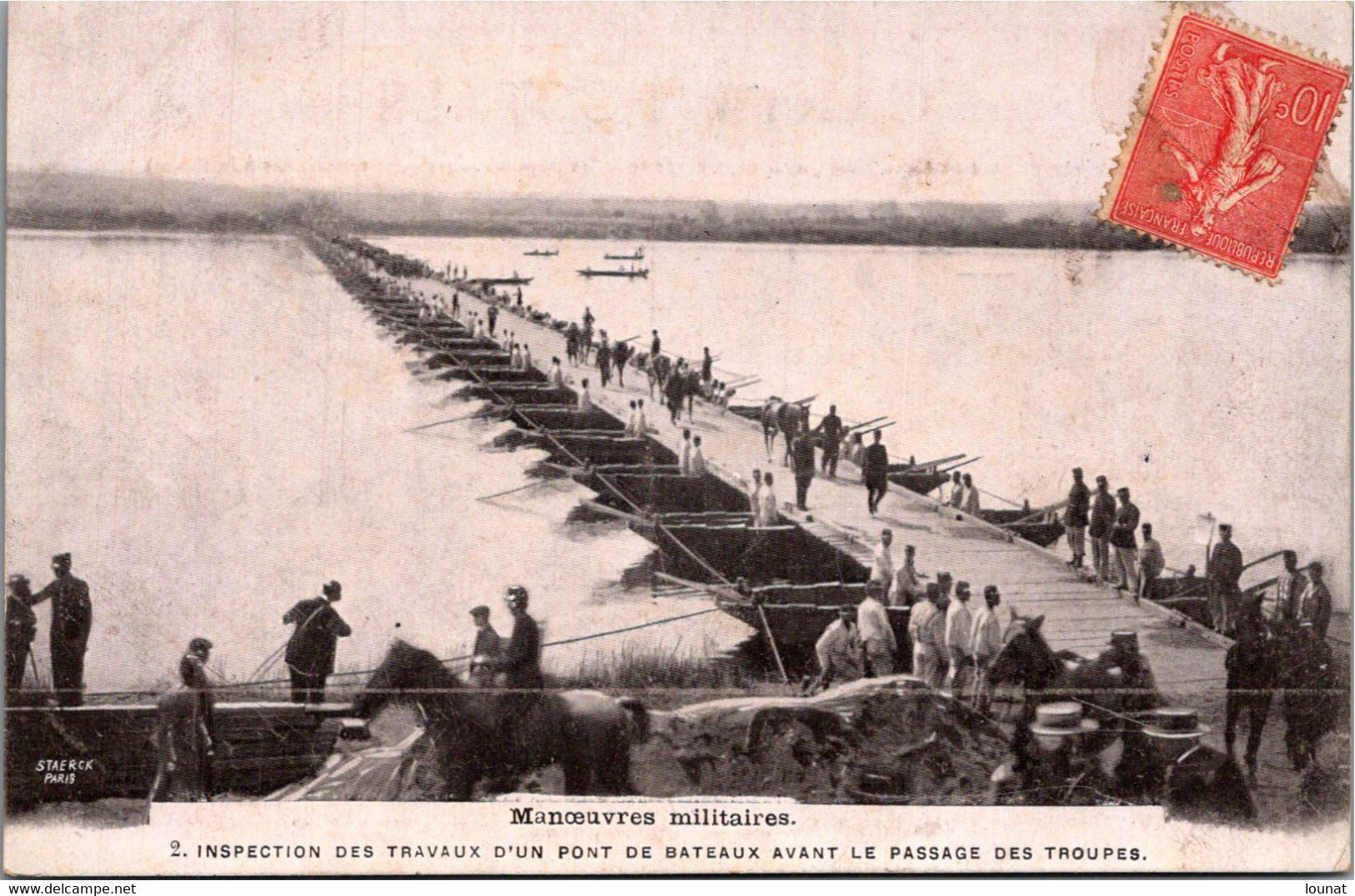 Militaire - Manoeuvres Militaires - Inspection Des Travaux D Un Pont De Bateaux Avant Le Passage Des Troupes - Manovre