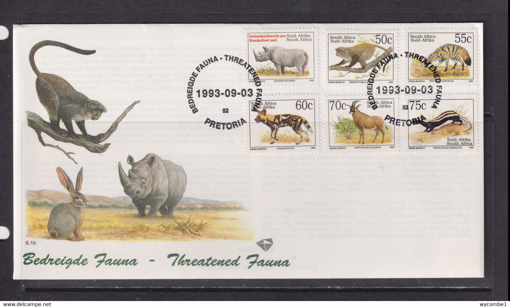 SOUTH AFRICA - 1993 Endangered Species FDC X 3  As Scans - Covers & Documents