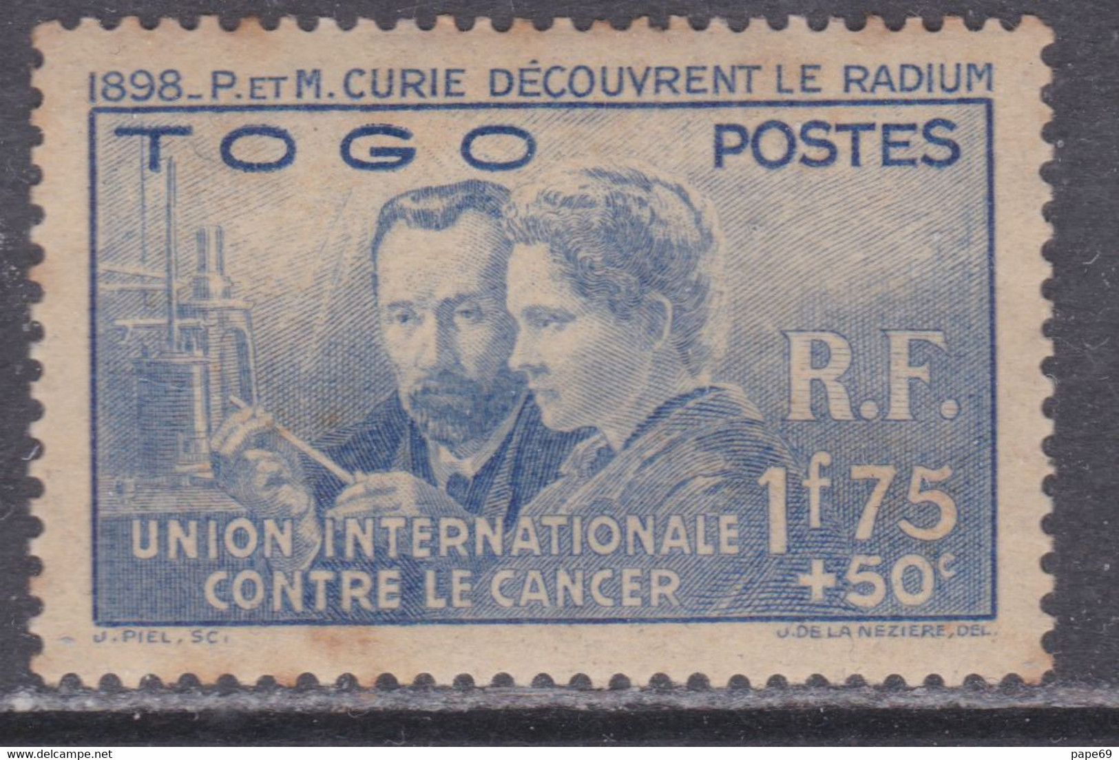 Togo N°  171 X  :  Pierre Et Marie Curie Trace De Charnière Légères Rousseurs Sinon TB - Altri & Non Classificati