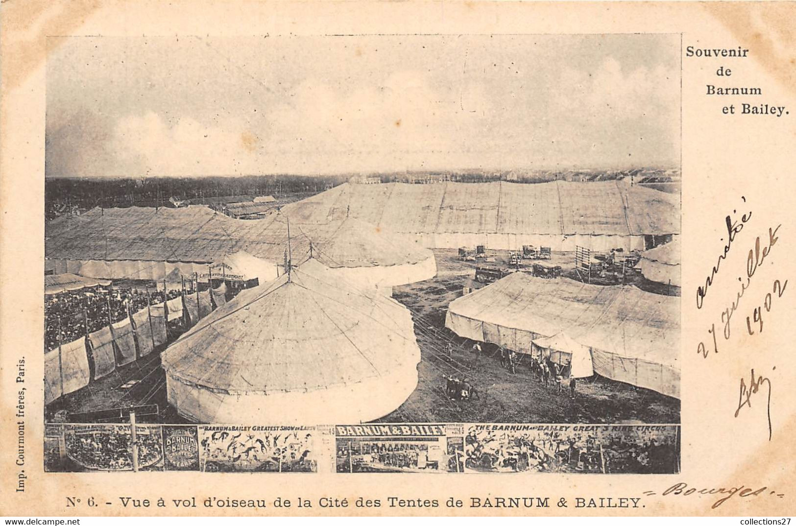 CIRQUE- BARNUM ET BAILEY SOUVENIR - VUE A VOL D'OISEAU DES TENTE DE BARNUM ET BAILEY - Circus