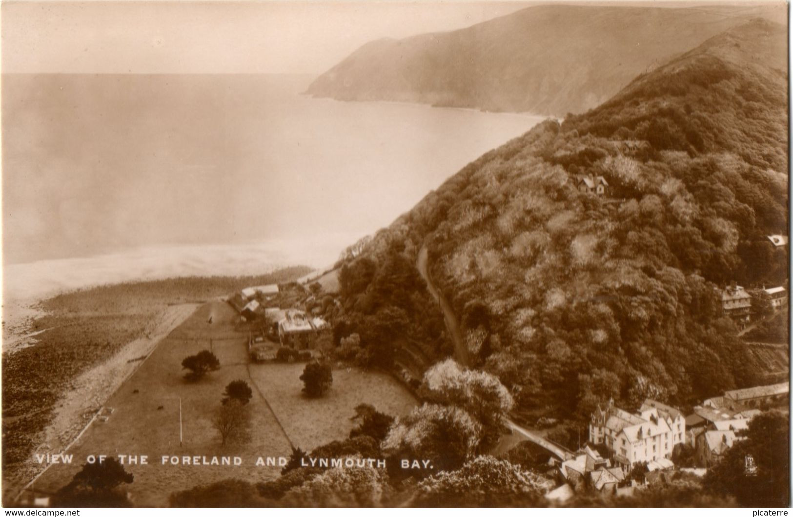 View Of The Foreland & Lynmouth Bay-Real Photograph-pub. By Royal Castle Hotel, Lynton-Real Photograph - Lynmouth & Lynton