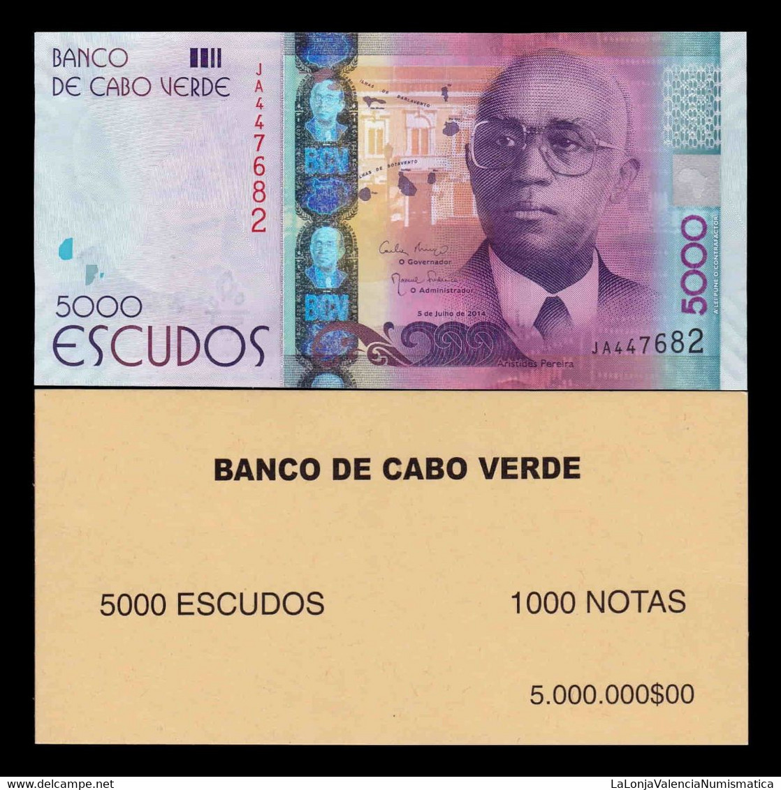 Cabo Cape Verde 5000 Escudos 2014 Pick 75 SC- AUNC - Cap Vert