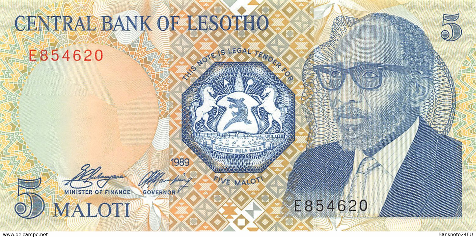 Lesotho 5 Maloti 1989 Unc Pn 10a - Lesoto