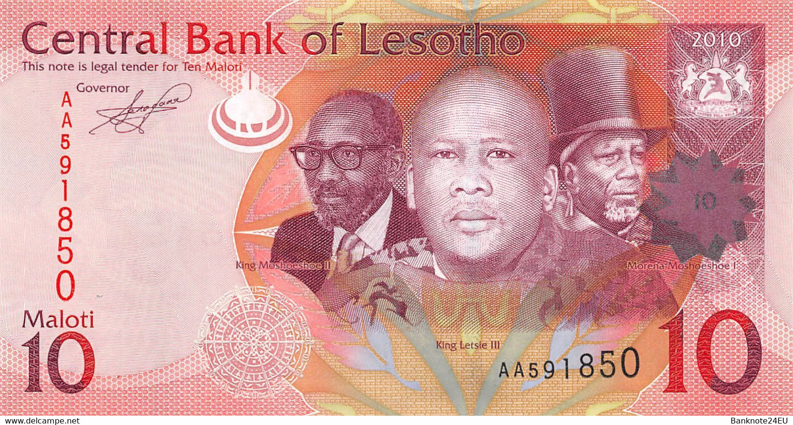 Lesotho 10 Maloti 2010 Unc Pn 21a - Lesoto