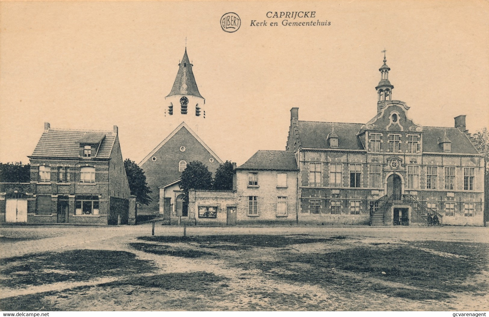 KAPRIJKE  KERK EN GEMEENTEHUIS    2 SCANS - Kaprijke