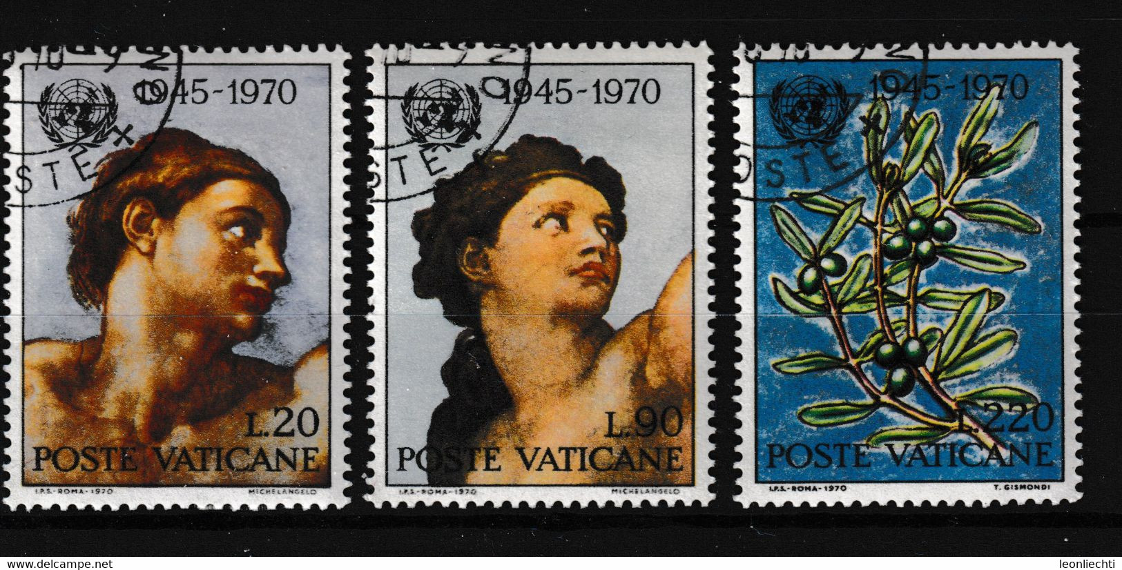 1970 Vatikan Mi: 569-571 , 25 Jahre UNO - Oblitérés