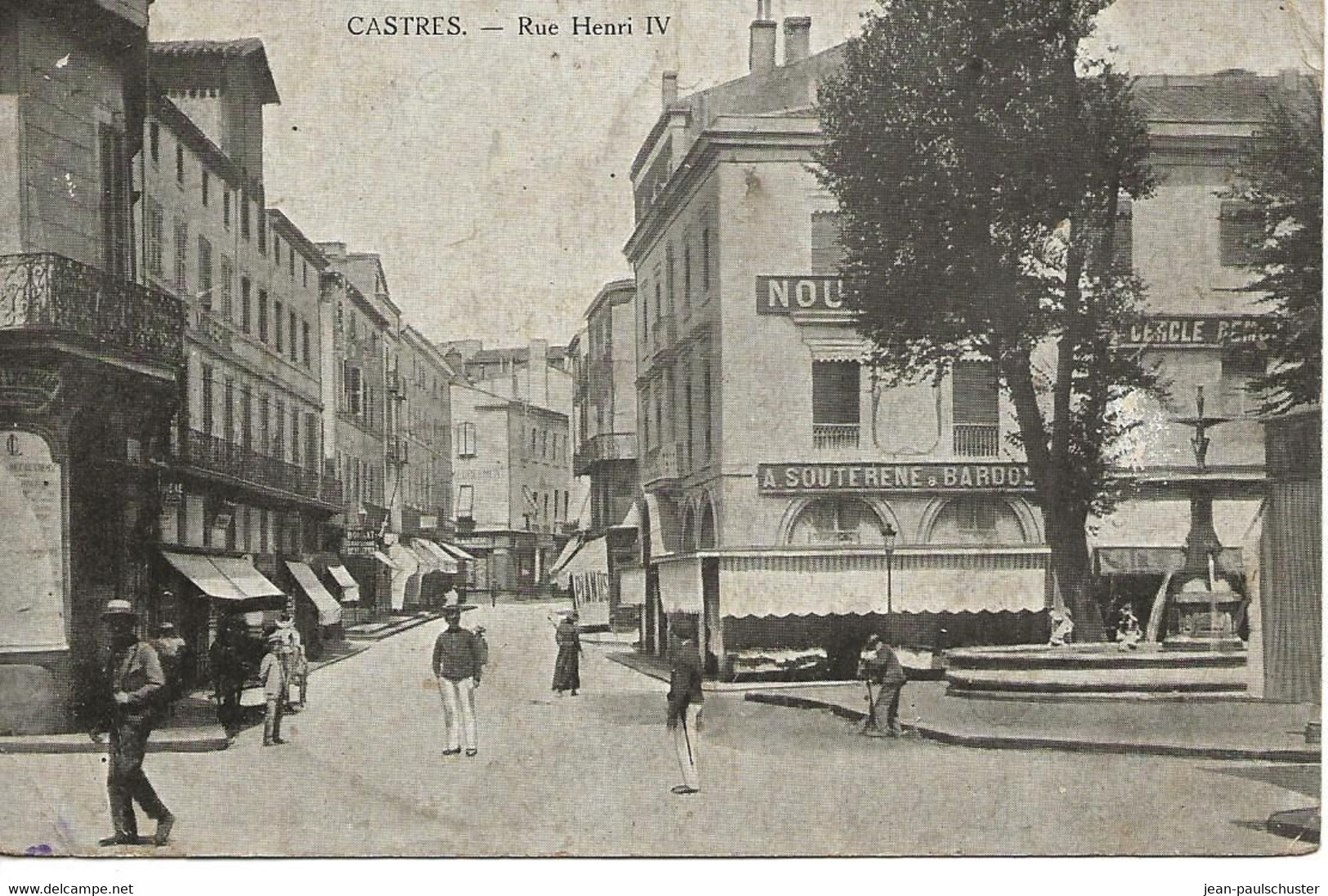 81 - CASTRES - Rue Henri IV -- Carte Publicitaire Nouveautés Tissus Lingerie -- Voir Verso  ** CPA Pub  Animée ** - Castres