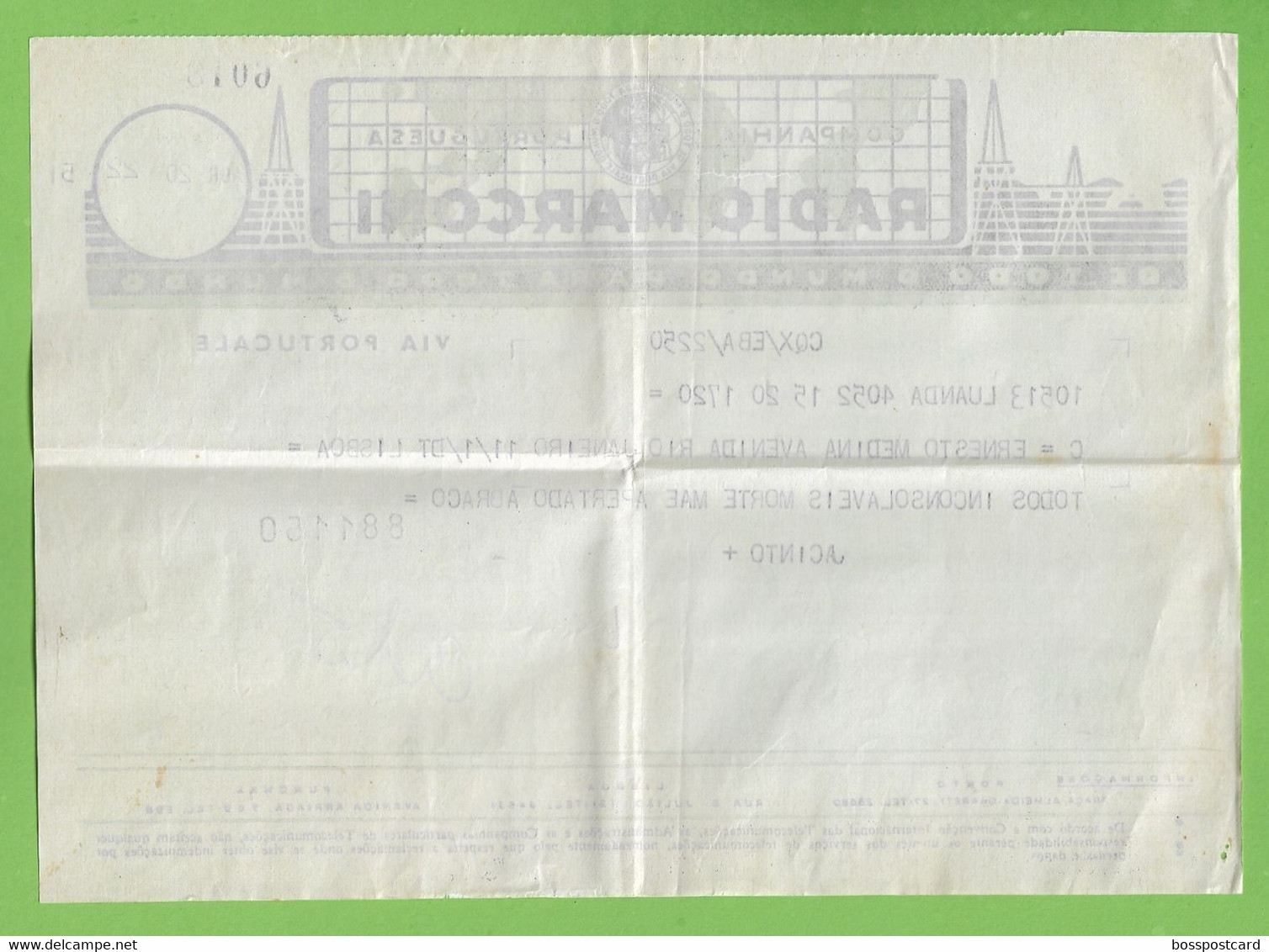 História Postal - Filatelia - Rádio Marconi - Telegrama - Telegram - Philately  - Angola - Portugal - Briefe U. Dokumente