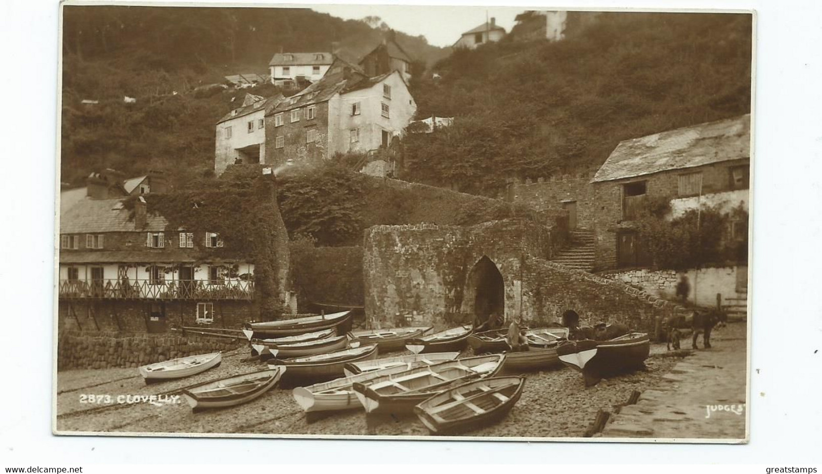 Devon Postcard Clovelly  Rp Harbour  Judges Posted 1936 - Clovelly