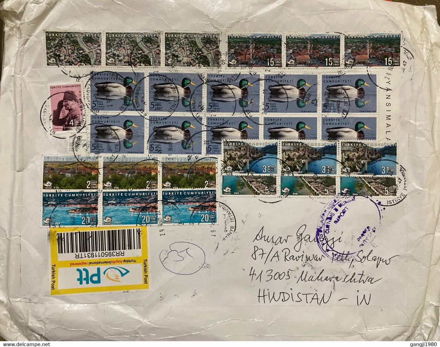 TURKEY 2022, COVER HALFETI ,IZNIK VIZE ,FOCA ,UZUNDERE GUDUL ,DIFFERENT CITY VIEWS ,DUCK BIRD ,29 STAMPS ,VIGNETTE REGIS - Storia Postale