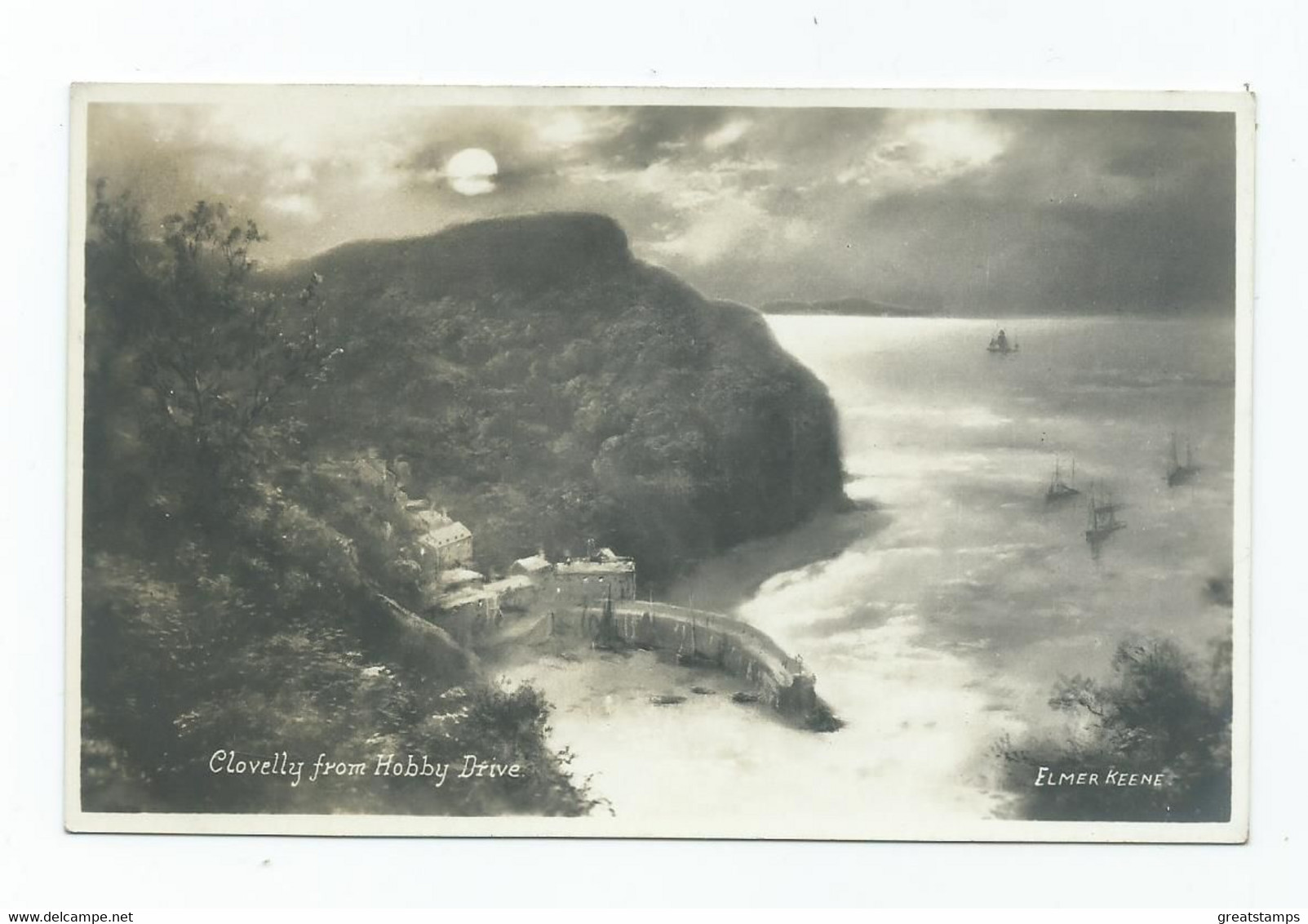 Devon Postcard Clovelly   From Hobby Drive Artist Signed Elmer Keene Rp  Unused - Clovelly