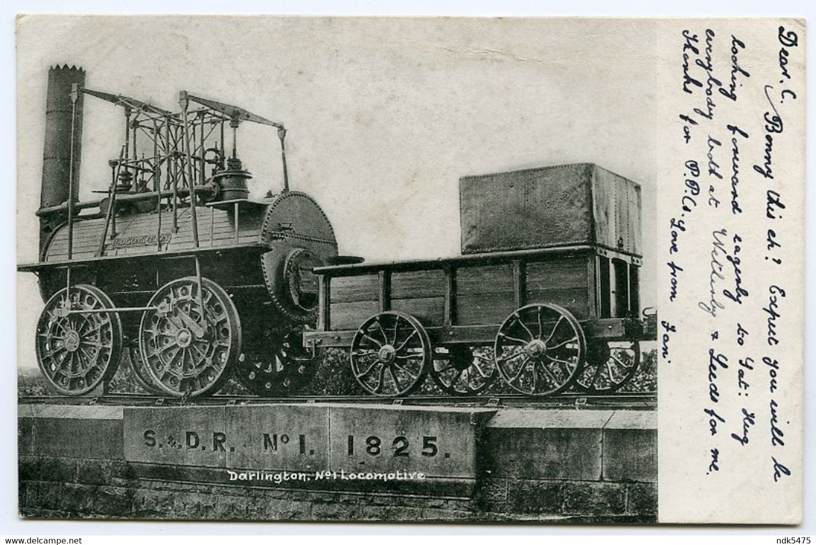 DARLINGTON : No 1 LOCOMOTIVE - STOCKTON & DARLINGTON RAILWAY / DARLINGTON (SQAURE CIRCLE) / YORK, SYCAMORE TERR, WOODALL - Darlington