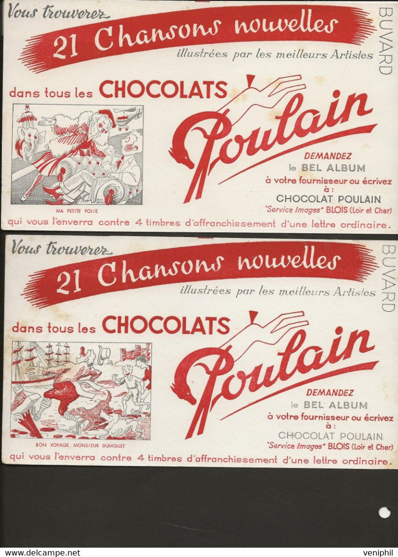 2  BUVARDS PUBLICITAIRES CHOCOLATS POULAIN - Chocolade En Cacao