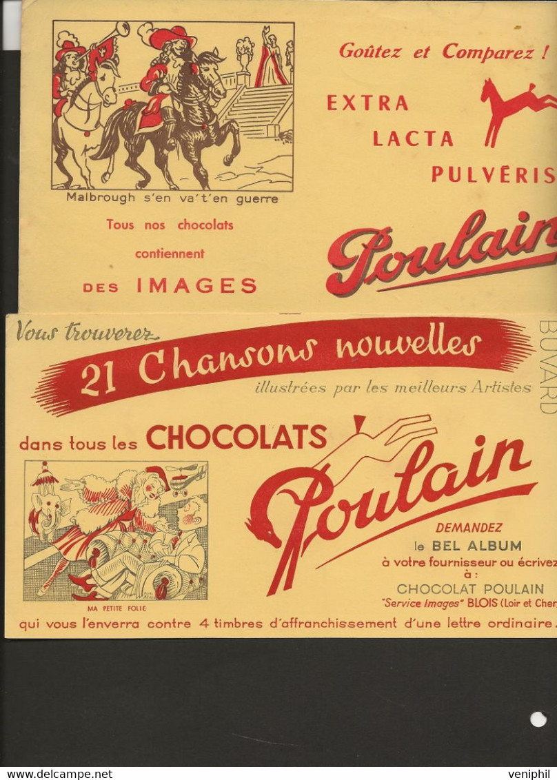 2  BUVARDS PUBLICITAIRES CHOCOLATS POULAIN - Chocolade En Cacao
