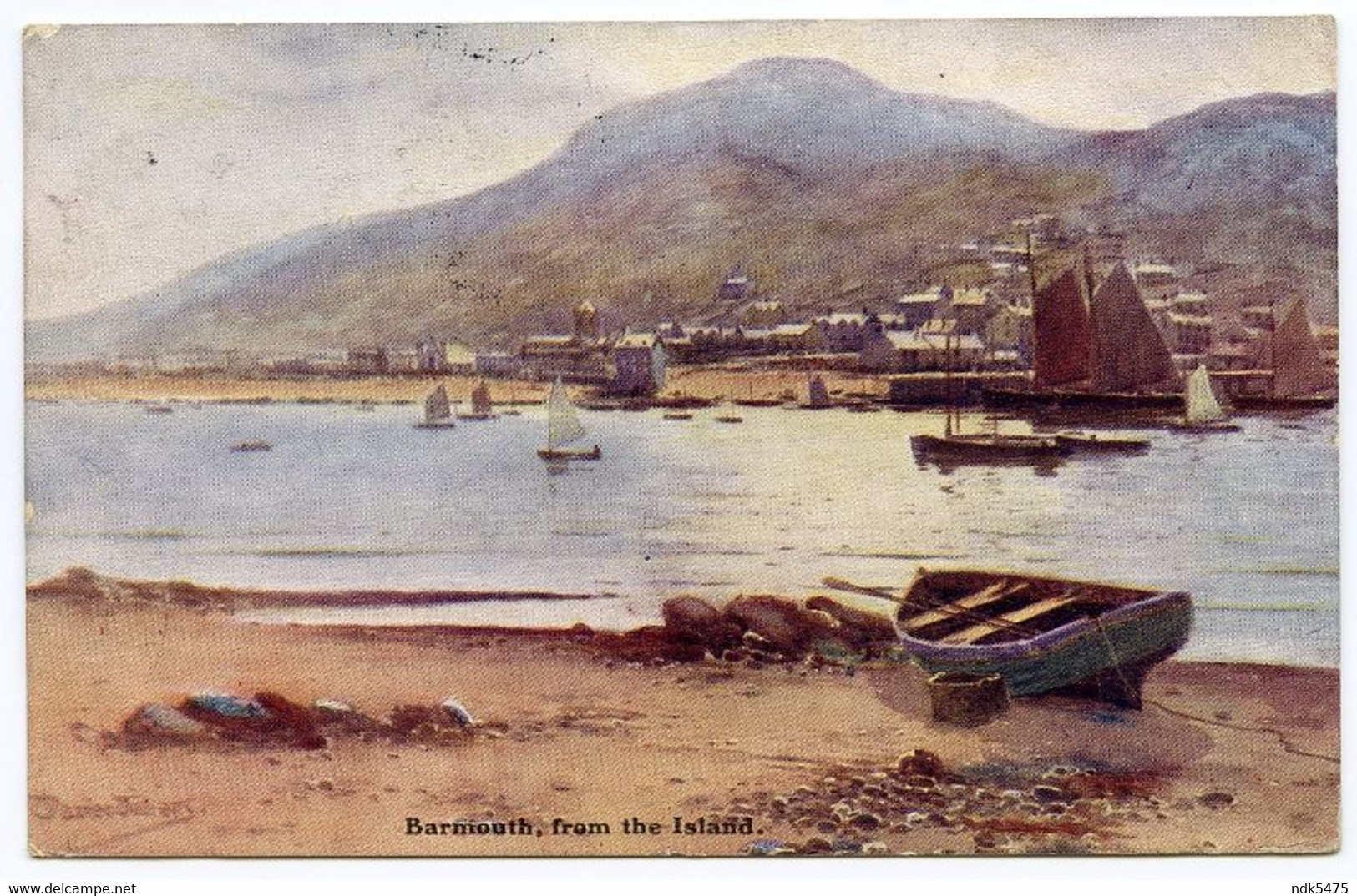 ARTIST CARD : BARMOUTH, FROM THE ISLAND / ADDRESSES - CROYDON, WARHAM ROAD & YORK, ST. JOHN'S STREET (WOODALL) - Merionethshire