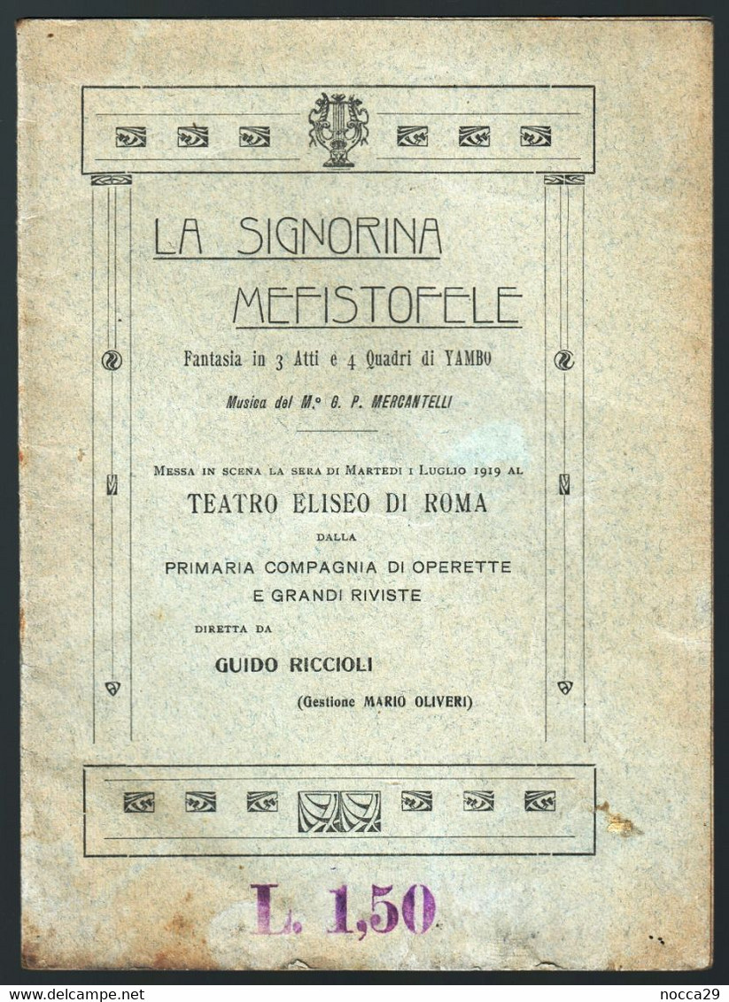 OPERETTA DEL 1919 DI YAMBO (ENRICO NOVELLI) - LA SIGNORINA MEFISTOFELE - FANTASIA IN 3 ATTI E 4 QUADRI (STAMP198) - Music