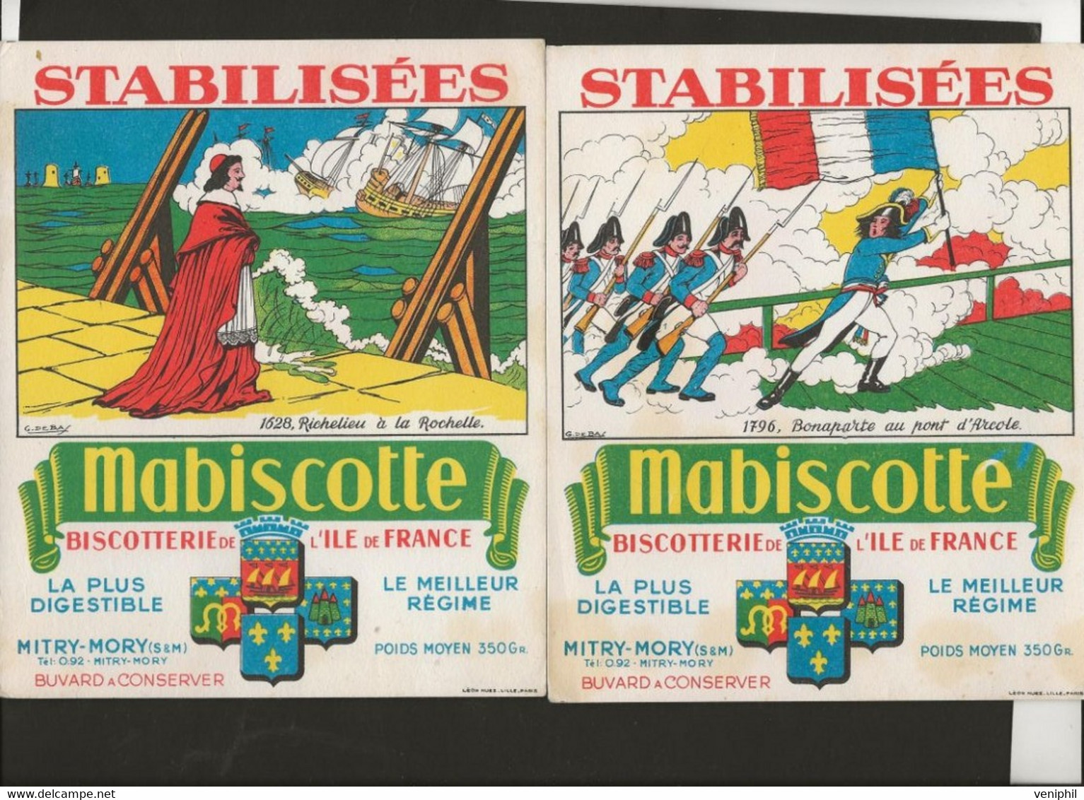 2 BUVARDS PUBLICITAIRES ILLUSTRES  MABISCOTTE - BISCOTTERIE DE L'ILE DE FRANCE -MITRY-MORY - Bizcochos