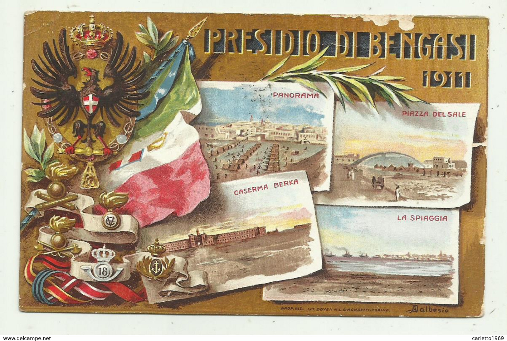 PRESIDIO DI BENGASI 1911 - POSTA MILITARE    VIAGGIATA FP - Libya