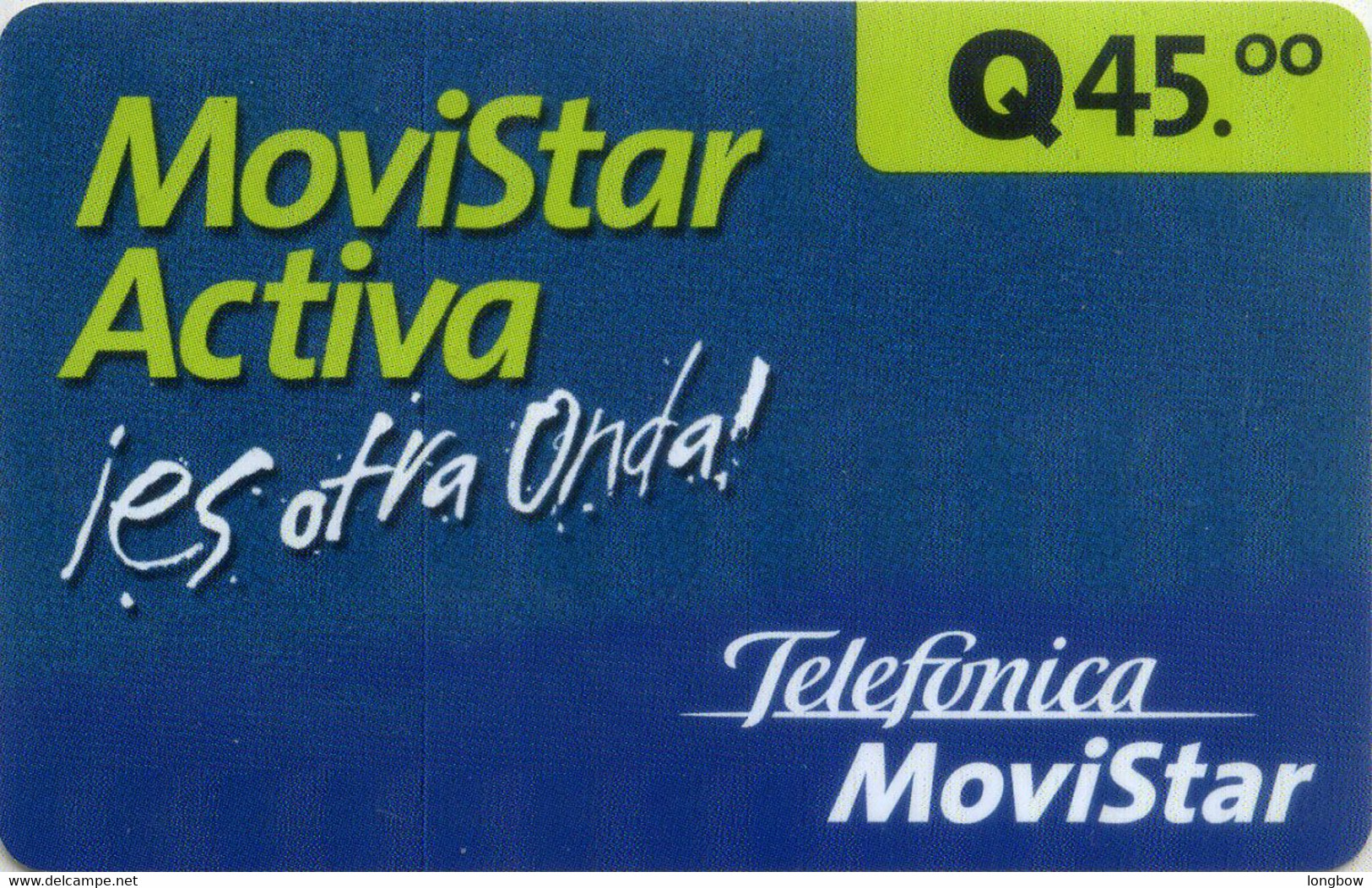 Guatemala Tarjeta Telefonica Movistar Q.45 - Guatemala